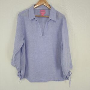 Isaac Mizrahi Women's 100% Linen Tunic Top